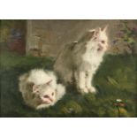Circle of Alfred Arthur Brunel de Neuville (1852-1941) Study of two cats Indistinctly signed, oil on