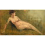 Circle of Léon Augustin Lhermitte (1844-1925) French Study of a languorous female nude in a