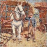Harry Fidler RBA, ROI (1856-1935) ''Threshing'' Signed, signed and inscribed verso, oil on board,