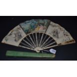 A Bright and Detailed Ivory Fan, circa 1780, the vellum leaf mounted à l'Anglaise and featuring