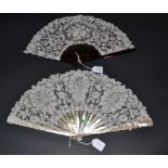 Two Attractive Lace Fans, first quarter of the 20th century, the first with mother-of-pearl