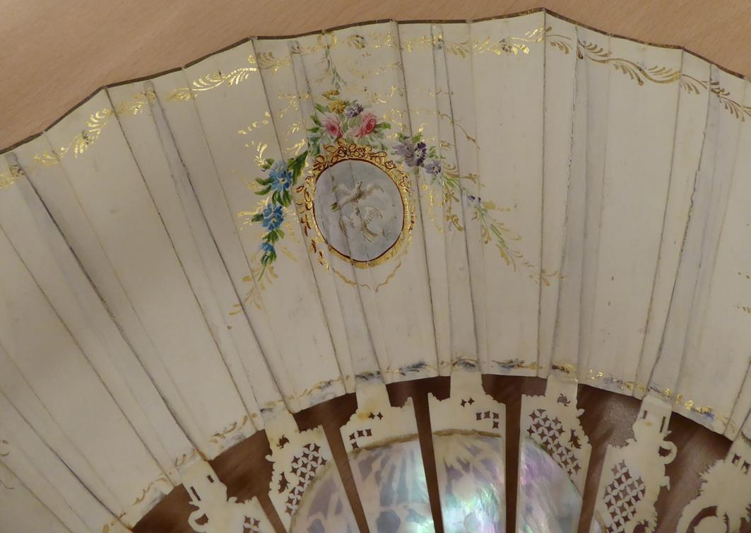 Mars and Venus: An 18th Century Ivory Fan with ornate gilded and silvered gorge, a central cartouche - Image 10 of 17