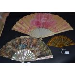 A Vibrant Circa 1870-1880's Fan, featuring an early autumn outdoor musical gathering within a