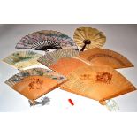 A Selection of Interesting 20th Century Chinese and Japanese Fans, starting with a wood example with