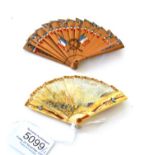 Militaria: Two Scarce French Miniature Brisé Fans from the Great War, WWI. The first, dated left