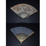 A Rare Early 18th Century Allegorical Printed Fan with very detailed leaf, showing an assembly with,