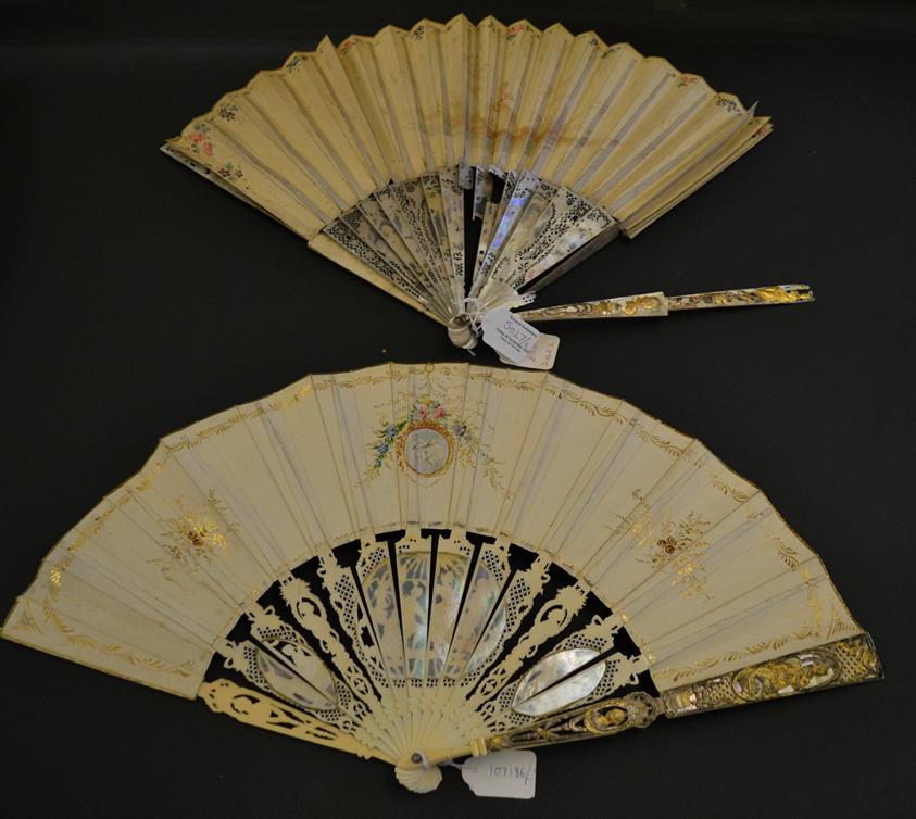 Mars and Venus: An 18th Century Ivory Fan with ornate gilded and silvered gorge, a central cartouche - Image 2 of 17