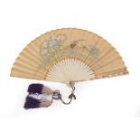 A Good Japanese Folding Fan, Ogi, circa 1870's, Meiji period, with ivory monture, the guards