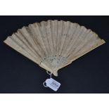A Scarce, Small and Dainty Very Early 19th Century Fan, the ivory monture slender and with