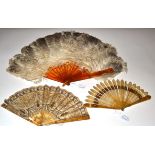 Three 19th Century Fans, comprising a small and pale horn brisé with barrel head, circa 1820's,