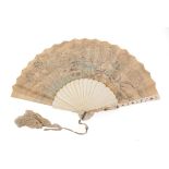 A Good, Large Late 19th Century Japanese Ivory Fan, Ogi, the gorge plain but the guards with unusual