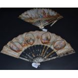 A Good Mid-18th Century Ivory Fan, the monture of white mother-of-pearl, silvered and gilded. The