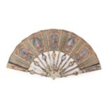 Portraits: A Fine Mid-18th Century Ivory Fan with elaborately shaped monture, designed to coordinate