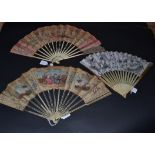Three Mid-18th Century Ivory Fans, the first French, the monture quite simply decorated with a