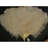 A Large and Showy White Ostrich Feather Fan, the monture of simulated ivory. Overall height 24.5