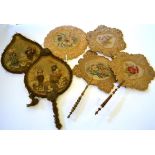Three Pairs of Mid-Victorian Fixed Fans or Face Screens, to include an elegant and attractively