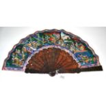 A Good Large Carved Tortoiseshell Chinese Fan, mid to late 19th century, Qing Dynasty, the monture a