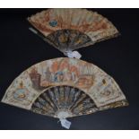 Mars and Venus: An 18th Century Ivory Fan with ornate gilded and silvered gorge, a central cartouche