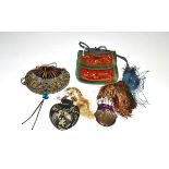 Four Good Chinese Purses, probably for holding perfume or spice, (Xiang Nang), late 19th or early