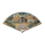A Late 18th Century Ivory Brisé Fan, painted to the recto with a colourful depiction of Moses,