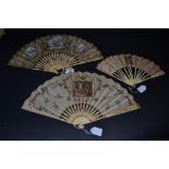 An Ornate and Striking 19th Century Ivory Fan, the monture gently shaped, etched and tinged with