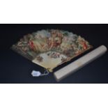 An Interesting Mid-18th Century Ivory and Tortoiseshell Fan, the gorge sticks in ivory with
