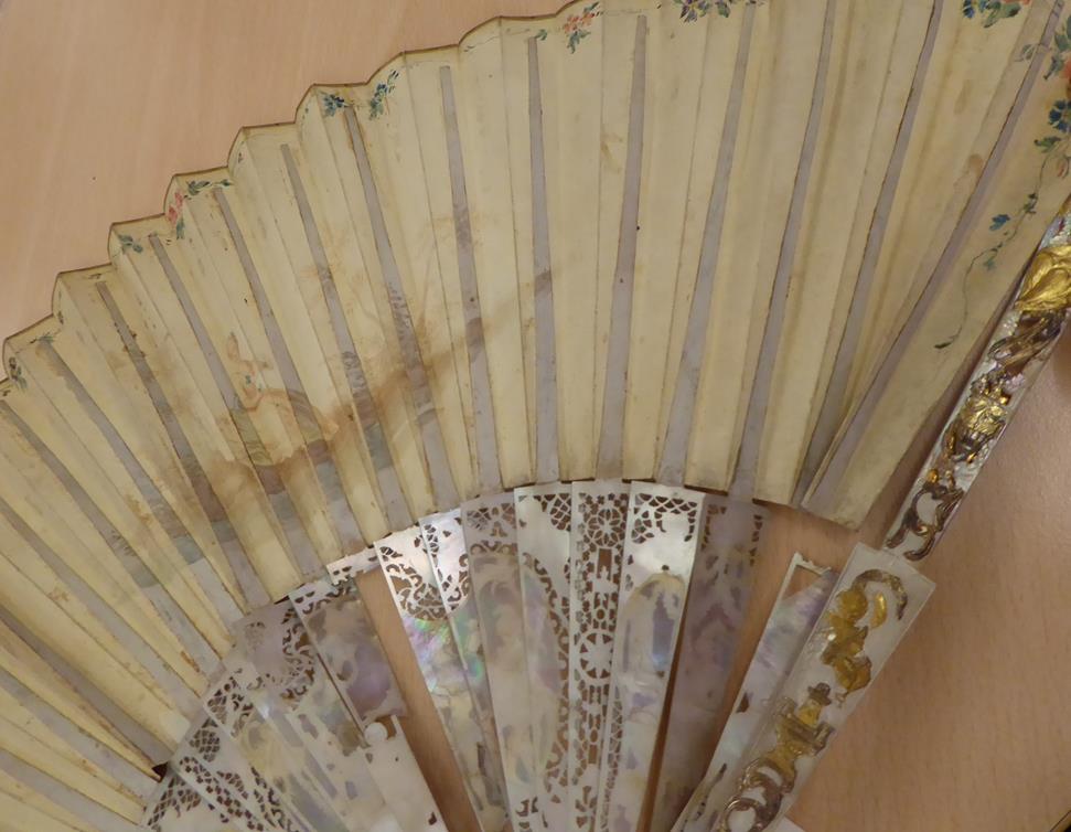 Mars and Venus: An 18th Century Ivory Fan with ornate gilded and silvered gorge, a central cartouche - Image 17 of 17