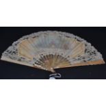 A First Quarter 20th Century Fan, the monture an attractive pink Mother of Pearl, the leaf,