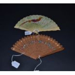 A Small Pierced Wood Brisé Fan, circa 1820's, with barrel head, the sticks with pointed tips, the