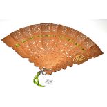 A Scarce Punched Card Brisé Fan (Bristol Board) later 19th century, consisting of nine inner wedge-