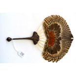 An Unusual and Well-Conceived, Probably Late 19th Century Pheasant Feather Fixed Fan or Face Screen,