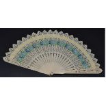 An Early 19th Century Bone Brisé Fan, the twenty-one inner sticks and two guards having gently