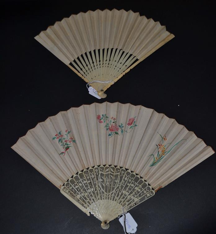 Chinoiserie in the 18th Century: Four 18th Century Fans, the first being early and elaborately - Image 4 of 5