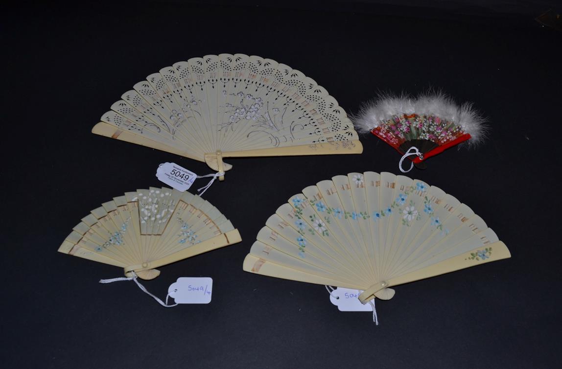 Three Small Celluloid Fans from the first quarter of the 20th century, suitable for dolls or young