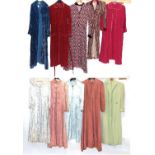 Circa 1930s/40s Ladies' Day and Night Robes comprising a silver coloured long sleeved silk robe with