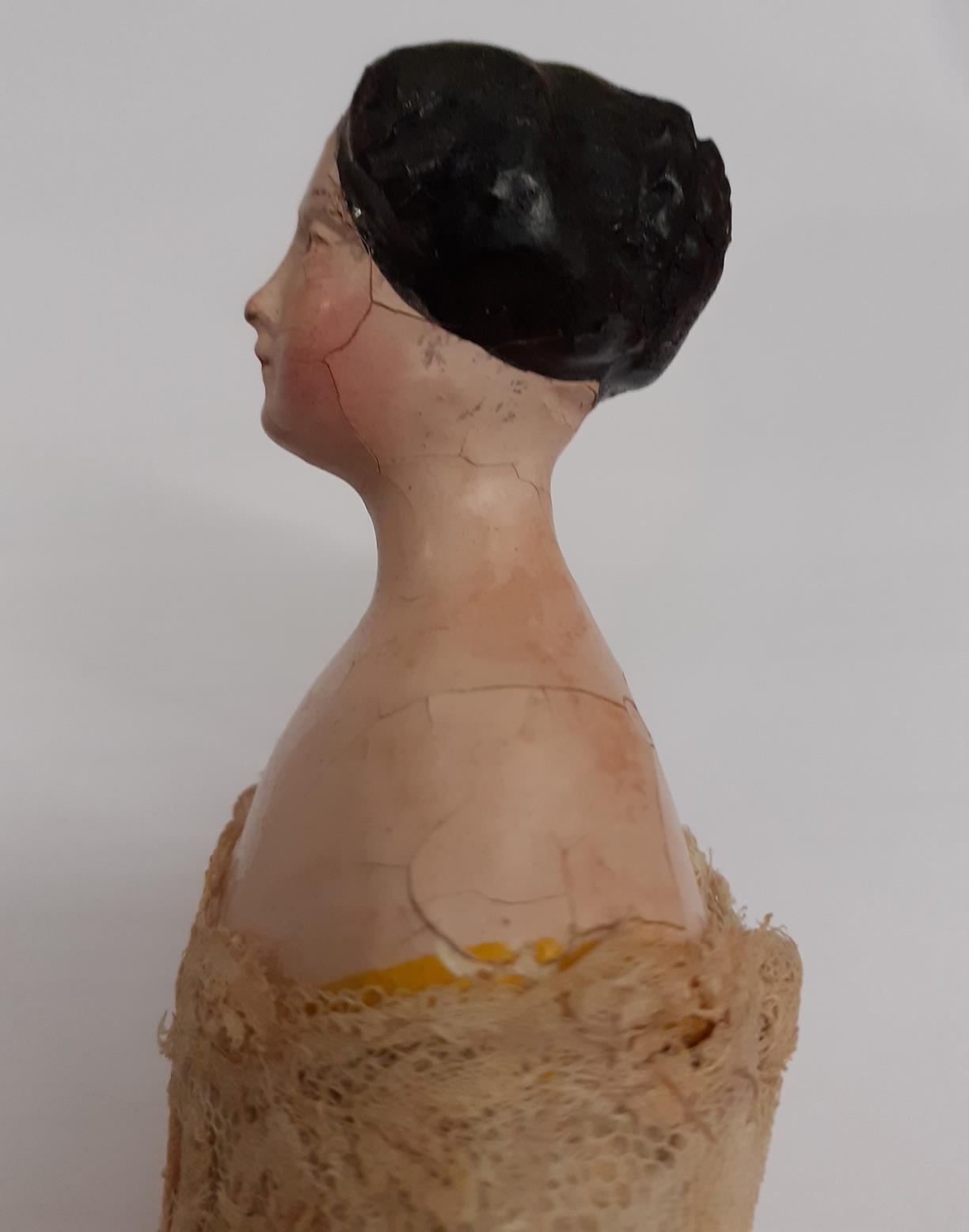 19th Century Carved Polychrome Doll, with jointed bent arms, wooden torso and lower legs, black - Image 5 of 16