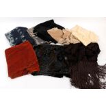 Group of Helen David English Eccentrics Scarves and Others, comprising two black devore scarves;