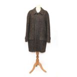 Circa 1990/2000s Burberry Men's Classic Single Breasted Wool Overcoat, in mid brown herringbone,