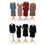Assorted Circa 1930s/50s Crepe Dresses, comprising a Linda Leigh brown dress with capped sleeves,