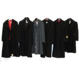 Assorted Genlemen'ts Wool Over Coats, including a National Hospital Service overcoat; navy single