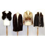Circa 1920s/30s Evening Jackets, comprising Jay's London brown velvet capelet with pink silk