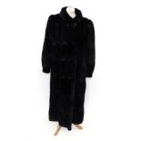 Navy Shaved Nutria (Beaver) Long Coat, with collar, single button fastening to the neck and clip