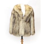 Silver Fox Fur Jacket with collar and long sleeves. 38'' bust, 27'' long and 17'' underarm