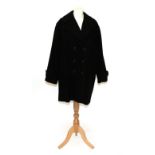 Burberry Men's Black Cashmere Wool Trench Coat, styled as a short length overcoat, button