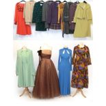 Circa 1950s/70s Ladies' Costume, comprising Enid Ltd Newcastle brown net two tone full length