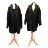 Ladies' and Gentlemen's Burberrys Black Leather Jackets, of similar styles with detachable hoods,