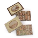 A Rare Complete Set of Ten Mid 19th Century Card Needle Boxes and Covers Bearing Baxter 'Regal