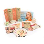 Circa 1950s and Later Coty Cosmetics Counter Top Advertisement Cards featuring adverts for