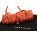 Dolce & Gabbana Orange/Tan Leather Shoulder Bag, with leather shoulder straps, brass hardware,