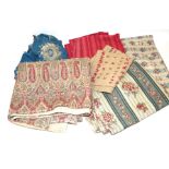 Assorted Mainly French Textiles, comprising Kashmir quilt with cotton reverse, 140cm by 135cm;